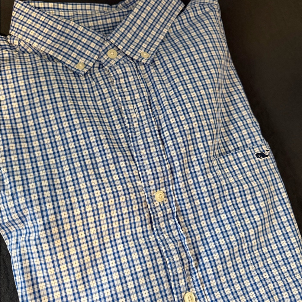Vineyard Vines Blue & White Plaid Button-Down Shirt